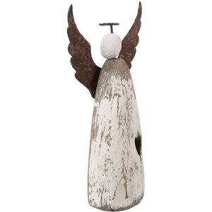 Decorazione Angelo Clayre & Eef 6H2420M 9x4x18 cm Bianco-Marrone