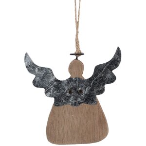 Clayre & Eef 6H2428 Decorazione Ciondolo Angelo 10x2x10 cm Marrone e Bianco