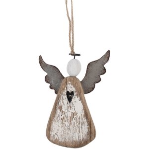 Decorazione Angelo Sospeso Clayre & Eef 6H2429 9x2x13 cm Marrone