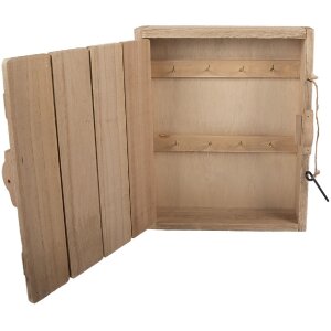 Portachiavi in legno e ferro Clayre & Eef 6H2431 24x7x30 cm marrone-bianco