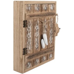 Portachiavi in legno e ferro Clayre & Eef 6H2431 24x7x30 cm marrone-bianco