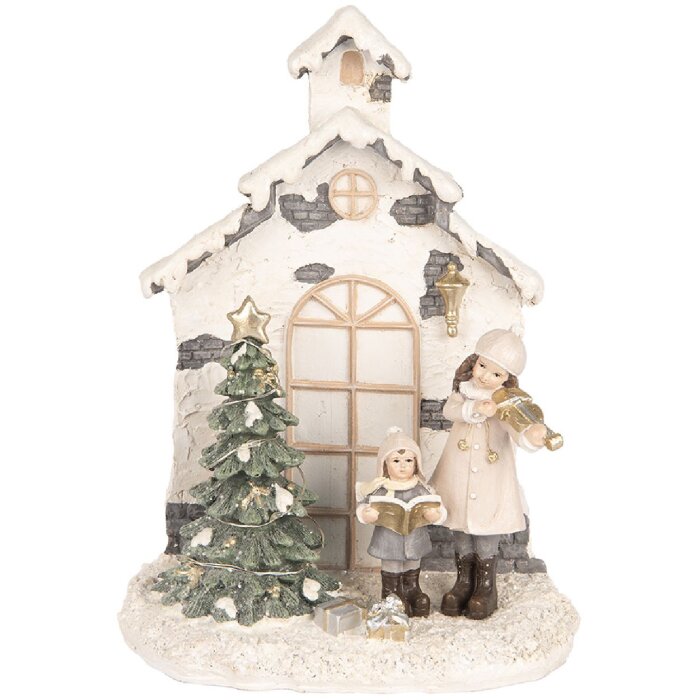 Clayre & Eef 6PR5371 Decorazione Bambino con Albero di Natale con LED 16x9x21 cm