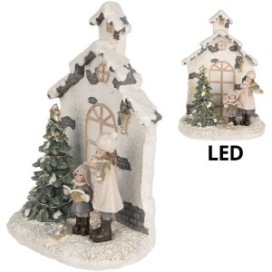 Clayre & Eef 6PR5371 Decorazione Bambino con Albero di Natale con LED 16x9x21 cm