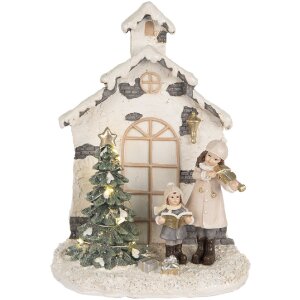 Clayre & Eef 6PR5371 Decorazione Bambino con Albero di Natale con LED 16x9x21 cm