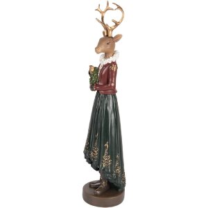 Decorazione Cervo Clayre & Eef 6PR5409 9x8x37 cm Marrone-Verde