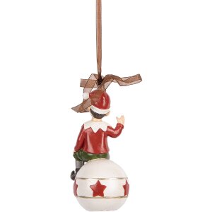 Clayre & Eef 6PR5389 Decorazione Ciondolo Elfo 5x5x10 cm Rosso Bianco