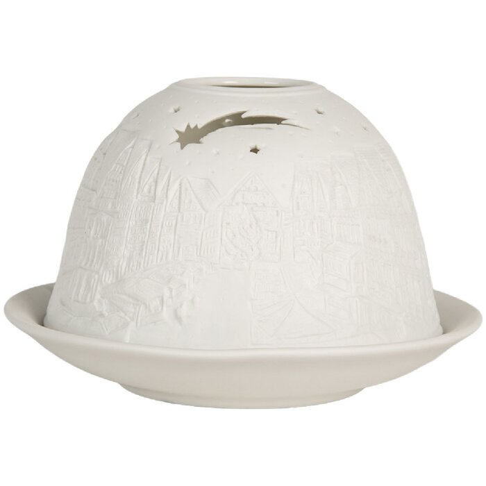 Portacandele in porcellana Clayre & Eef 6CE2208 Bianco Ø 12x8 cm