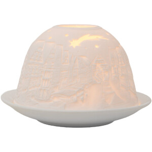 Portacandele in porcellana Clayre & Eef 6CE2208 Bianco Ø 12x8 cm