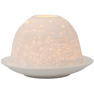 Portacandele in porcellana Clayre & Eef 6CE2208 Bianco Ø 12x8 cm