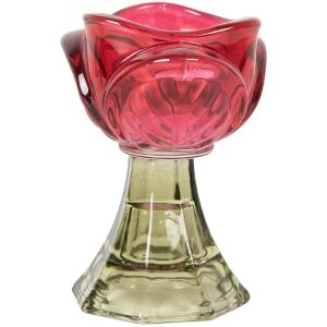 Portacandele in vetro Clayre & Eef 6GL5342P Ø 7x10 cm Rosa-Verde