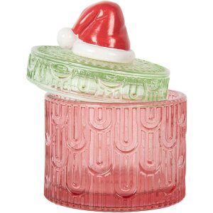 Barattolo con coperchio Clayre & Eef 6GL5343 Rosso Verde Ø 9x12 cm