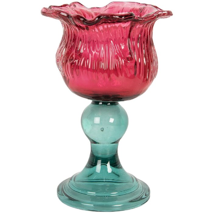 Portacandele Clayre & Eef 6GL5347 Ø 10x16 cm Rosa e Verde