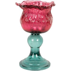Portacandele Clayre & Eef 6GL5347 Ø 10x16 cm Rosa e Verde