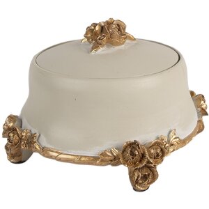 Scatola Gioielli Clayre & Eef 6PR5802 Ø 14x9 cm Beige-Oro