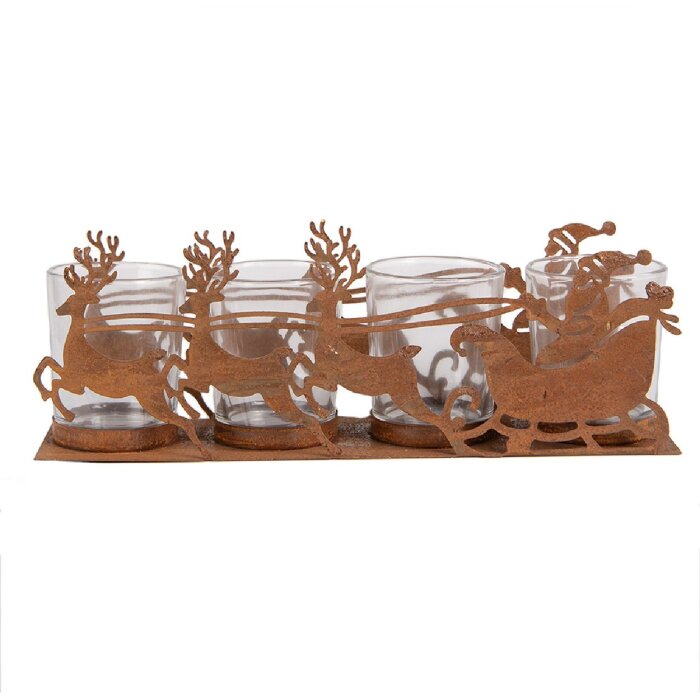 Portacandele Slitta Natalizia Clayre & Eef 6Y5937 25x8x8 cm