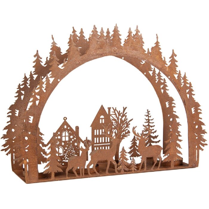 Portacandele Scena Natalizia Clayre & Eef 6Y5939 32x9x23 cm Marrone