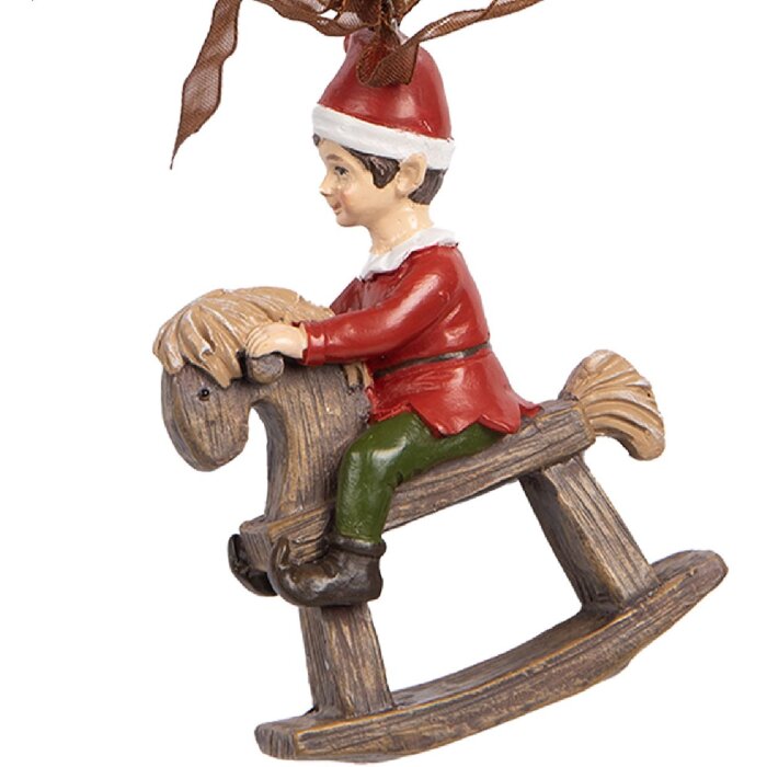 Clayre & Eef 6PR5391 Decorazione Ciondolo Bambino su Cavallino a Dondolo 7x3x9 cm