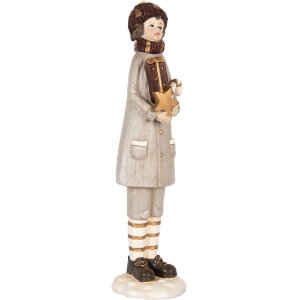 Clayre & Eef 6PR5395 Decorazione Bambino 8x8x30 cm Grigio e Marrone