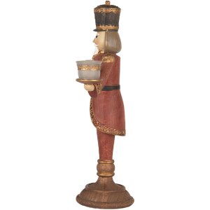Portacandele Schiaccianoci Clayre & Eef 6PR5397 21x9x30 cm Rosso e Oro