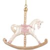 Clayre & Eef 6PR5412 Decorazione Ciondolo Cavallo a Dondolo 8x2x7 cm Bianco e Dorato