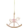 Clayre & Eef 6PR5412 Decorazione Ciondolo Cavallo a Dondolo 8x2x7 cm Bianco e Dorato