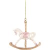 Clayre & Eef 6PR5412 Decorazione Ciondolo Cavallo a Dondolo 8x2x7 cm Bianco e Dorato
