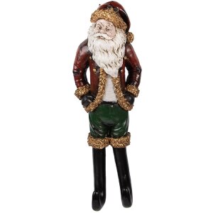 Decorazione da parete Babbo Natale Clayre & Eef 6PR5588 13x7x39 cm Rosso & Verde