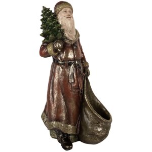 Clayre & Eef 6PR5590 Decorazione Babbo Natale 24x17x47 cm Rosso e color Oro