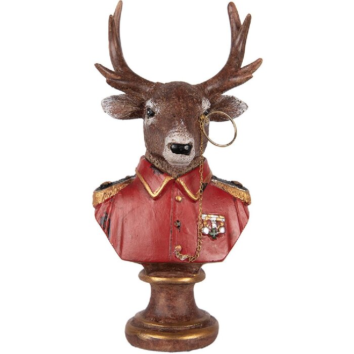 Clayre & Eef 6PR5594 Decorazione Busto Renna 10x8x19 cm Marrone e Rosso