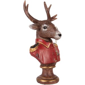 Clayre & Eef 6PR5594 Decorazione Busto Renna 10x8x19 cm Marrone e Rosso