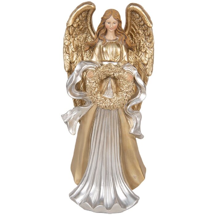 Decorazione Angelo 16x13x35 cm Clayre & Eef 6PR5697 Oro e Argento