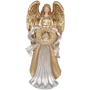 Decorazione Angelo 16x13x35 cm Clayre & Eef 6PR5697 Oro e Argento