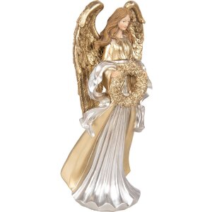 Decorazione Angelo 16x13x35 cm Clayre & Eef 6PR5697 Oro e Argento