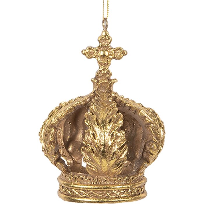 Clayre & Eef 6PR5701 Decorazione Ciondolo Corona Ø 7x9 cm Oro