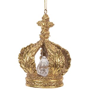 Clayre & Eef 6PR5701 Decorazione Ciondolo Corona Ø 7x9 cm Oro