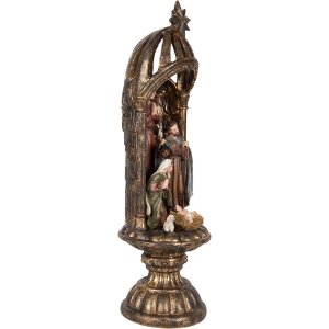 Gruppo natalizio decorativo Clayre & Eef 6PR5702 Ø 14x43 cm Oro Marrone