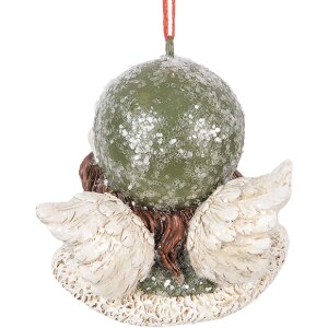 Clayre & Eef 6PR5705 Decorazione Appendibile Angelo 7x7x7 cm Verde e Beige