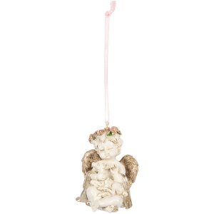 Clayre & Eef 6PR5707 Decorazione Sospesa Angelo 5x4x6...