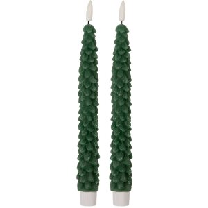 Set di 2 portacandele LED Clayre & Eef Verde Ø 3x25 cm