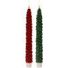 Set di 2 portacandele LED Clayre & Eef Verde Ø 3x25 cm