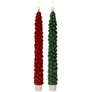 Clayre & Eef 6CA0001R Set 2 Portacandele LED Rosso Ø 3x25 cm / 2xAAA
