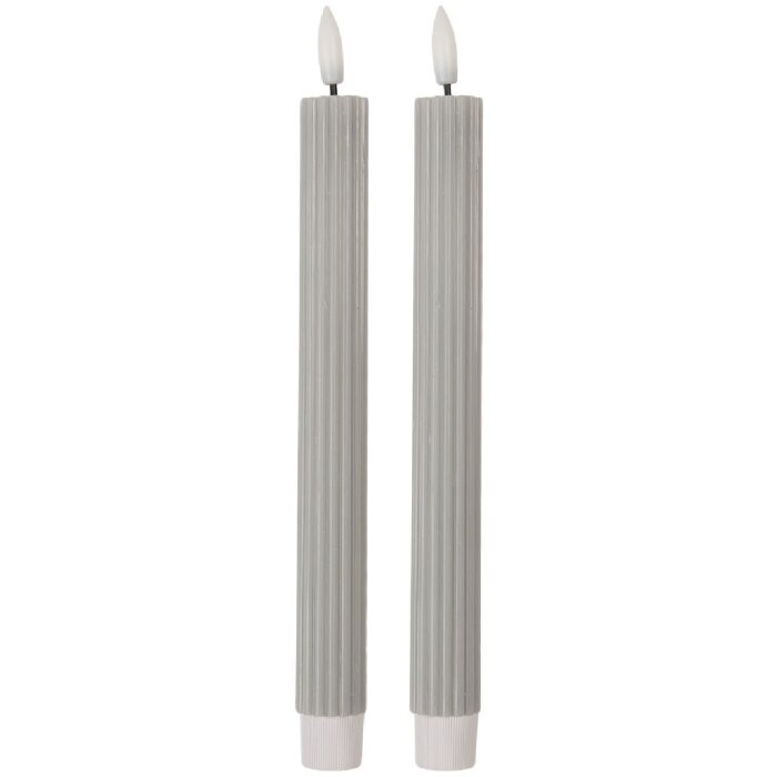Set di 2 portacandele LED Clayre & Eef 6CA0002G Ø 2x25 cm Grigio