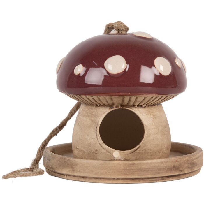 Clayre & Eef 6CE2319 Decorazione Casetta per Uccelli beige-rossa 13x13 cm
