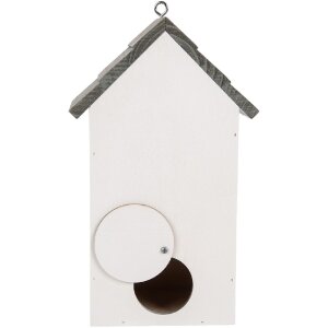 Casa per uccelli Clayre & Eef 6H2441 15x10x22 cm bianco grigio