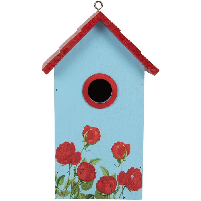 Casetta per uccelli Clayre & Eef 6H2447 15x10x22 cm Blu e Rosso