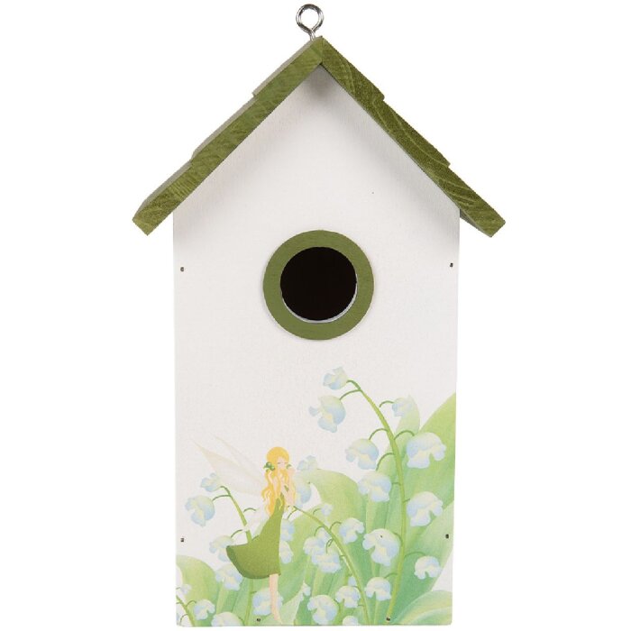 Clayre & Eef 6H2449 Casetta per uccelli 15x10x22 cm Bianco/Verde