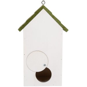 Clayre & Eef 6H2449 Casetta per uccelli 15x10x22 cm Bianco/Verde