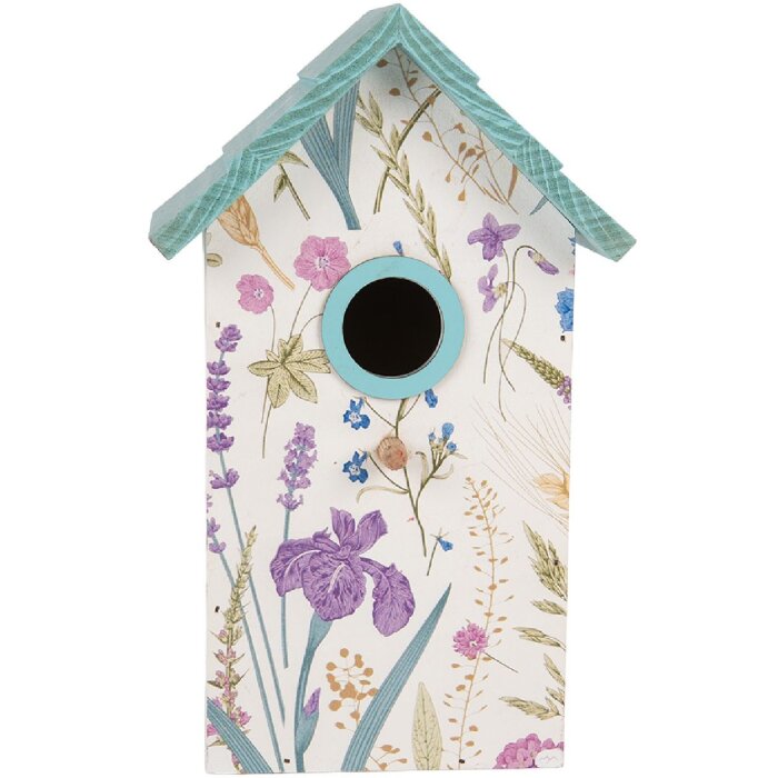Casetta per uccelli Clayre & Eef 6H2451 15x10x22 cm Bianco-Turchese
