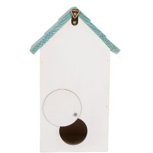 Casetta per uccelli Clayre & Eef 6H2451 15x10x22 cm Bianco-Turchese