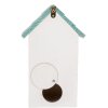 Casetta per uccelli Clayre & Eef 6H2451 15x10x22 cm Bianco-Turchese